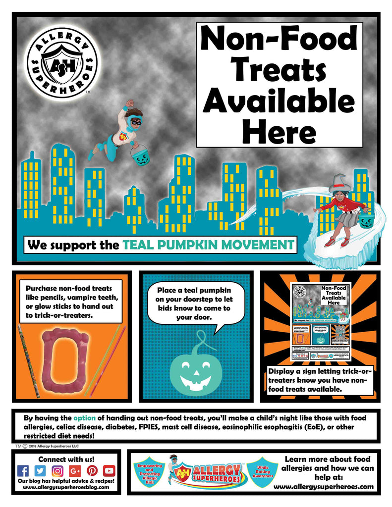 "Non-Food Treats Here" Teal Pumpkin Poster
