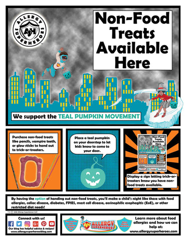 "Non-Food Treats Here" Teal Pumpkin Poster