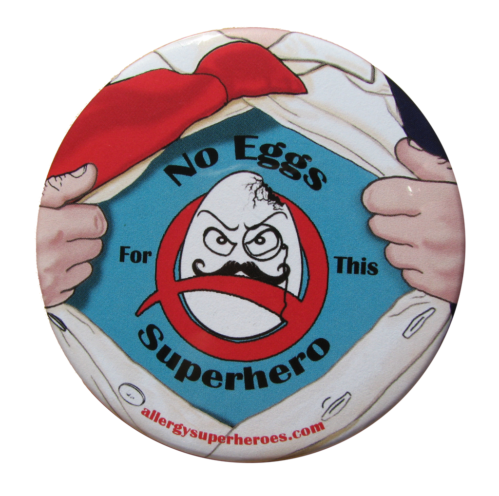 Professor Eggstein Egg Allergy boy button by food Allergy Superheroes.