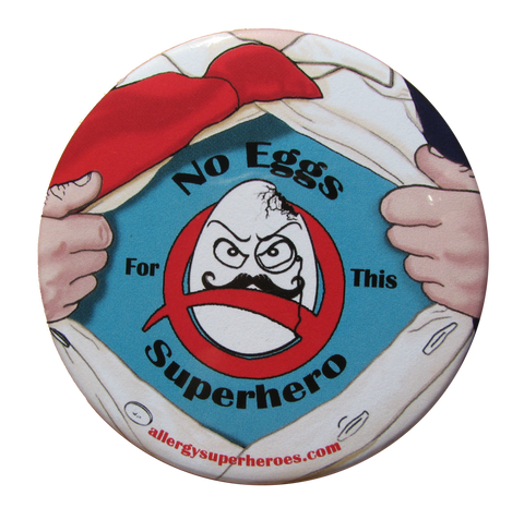 Professor Eggstein Egg Allergy boy button by food Allergy Superheroes.
