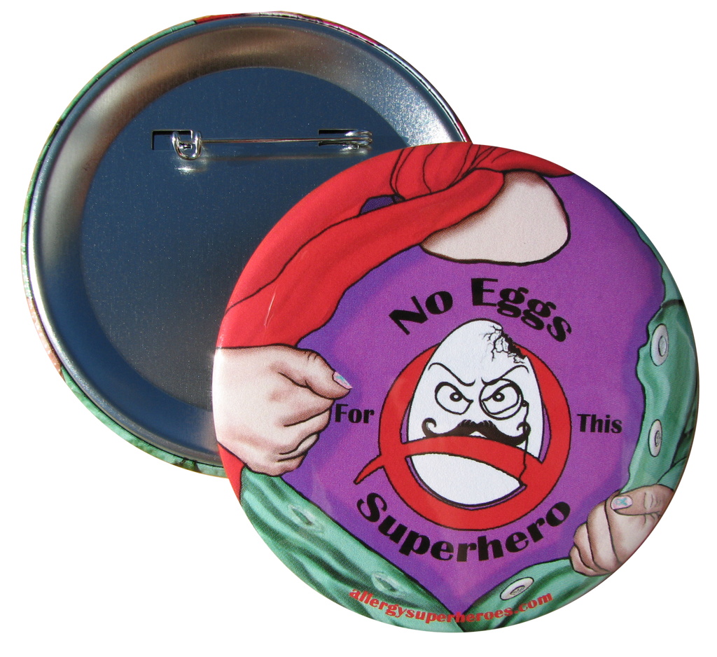 Professor Eggstein Egg Allergy girl button by food Allergy Superheroes.
