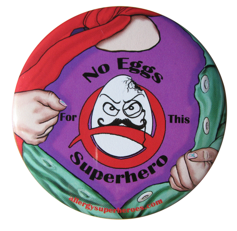Professor Eggstein Egg Allergy girl button by food Allergy Superheroes.