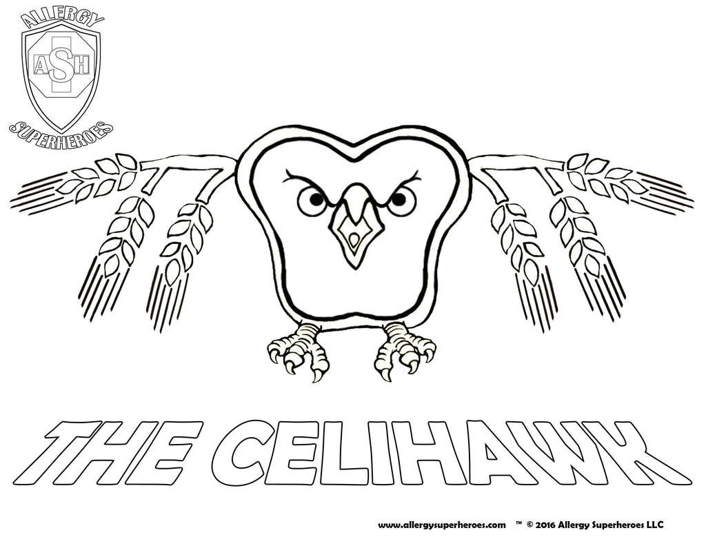 Celihawk Allergy Superheroes Coloring Sheet