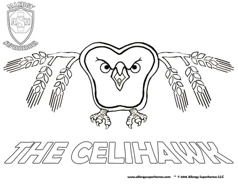 Celihawk Allergy Superheroes Coloring Sheet
