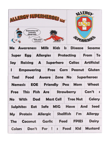 Food Allergy Magnetic Phrases by Allergy Superheroes.