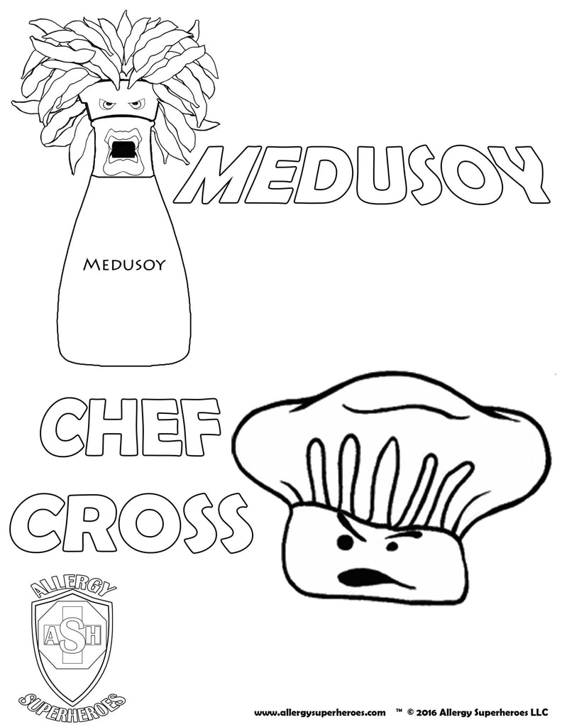 Medusoy & Chef Cross Allergy Superheroes Coloring Sheet