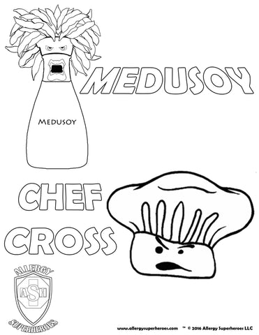 Medusoy & Chef Cross Allergy Superheroes Coloring Sheet