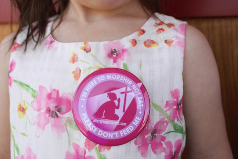 Food Allergy Superheroes Button Don't Feed Me at Church Worship Food Free Easter Products Gear Food Allergy Safe
