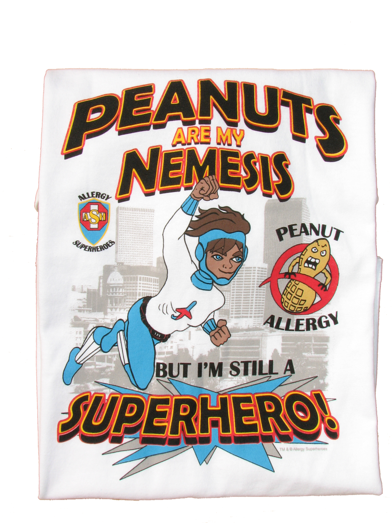 Lex Legume Peanut Allergy T-Shirt featuring Jet Trail by food Allergy Superheroes.