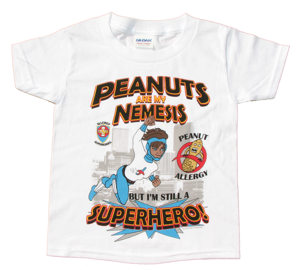 Lex Legume Peanut Allergy T-Shirt featuring Jet Trail by food Allergy Superheroes.