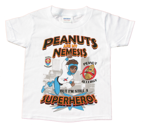 Lex Legume Peanut Allergy T-Shirt featuring Jet Trail by food Allergy Superheroes.