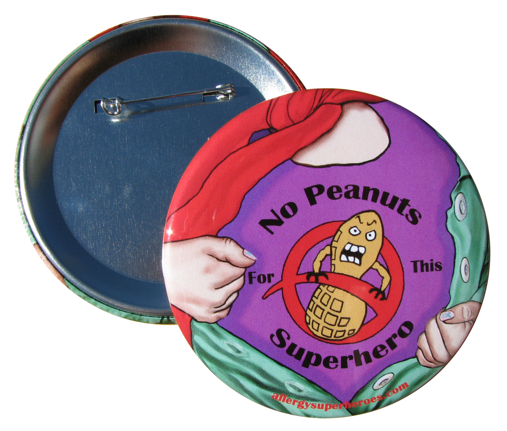 Lex Legume Peanut Allergy girl button by food Allergy Superheroes.