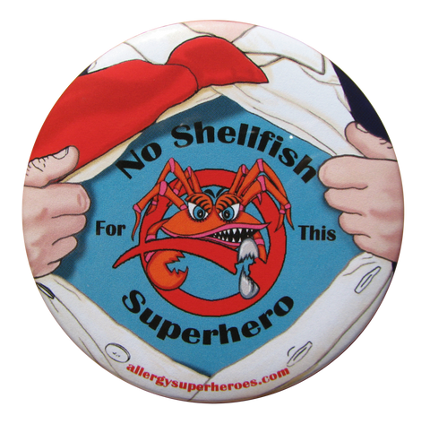 CLAWS Shellfish Allergy boy button by food Allergy Superheroes.