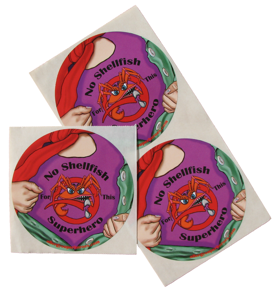 CLAWS Shellfish Allergy girl sticker by food Allergy Superheroes.