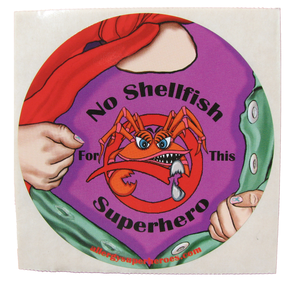 CLAWS Shellfish Allergy girl sticker by food Allergy Superheroes.