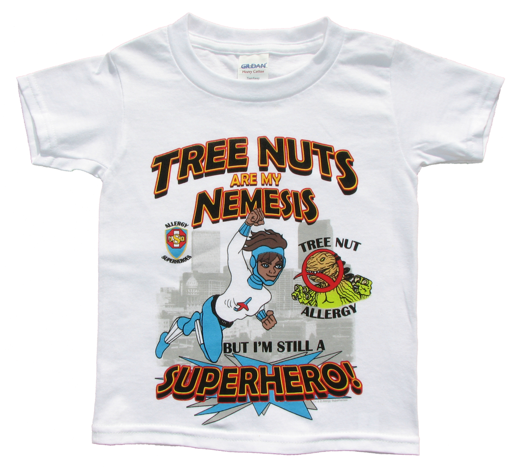Nutzilla Tree Nut T-Shirt featuring Jet Trail by food Allergy Superheroes.