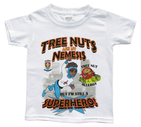 Nutzilla Tree Nut T-Shirt featuring Jet Trail by food Allergy Superheroes.