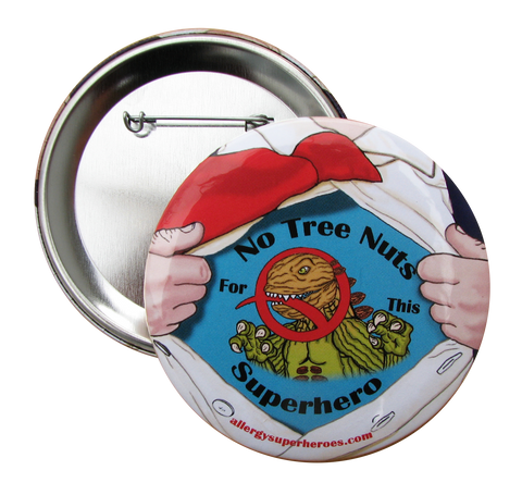 Nutzilla Tree Nut Allergy boy button by food Allergy Superheroes.