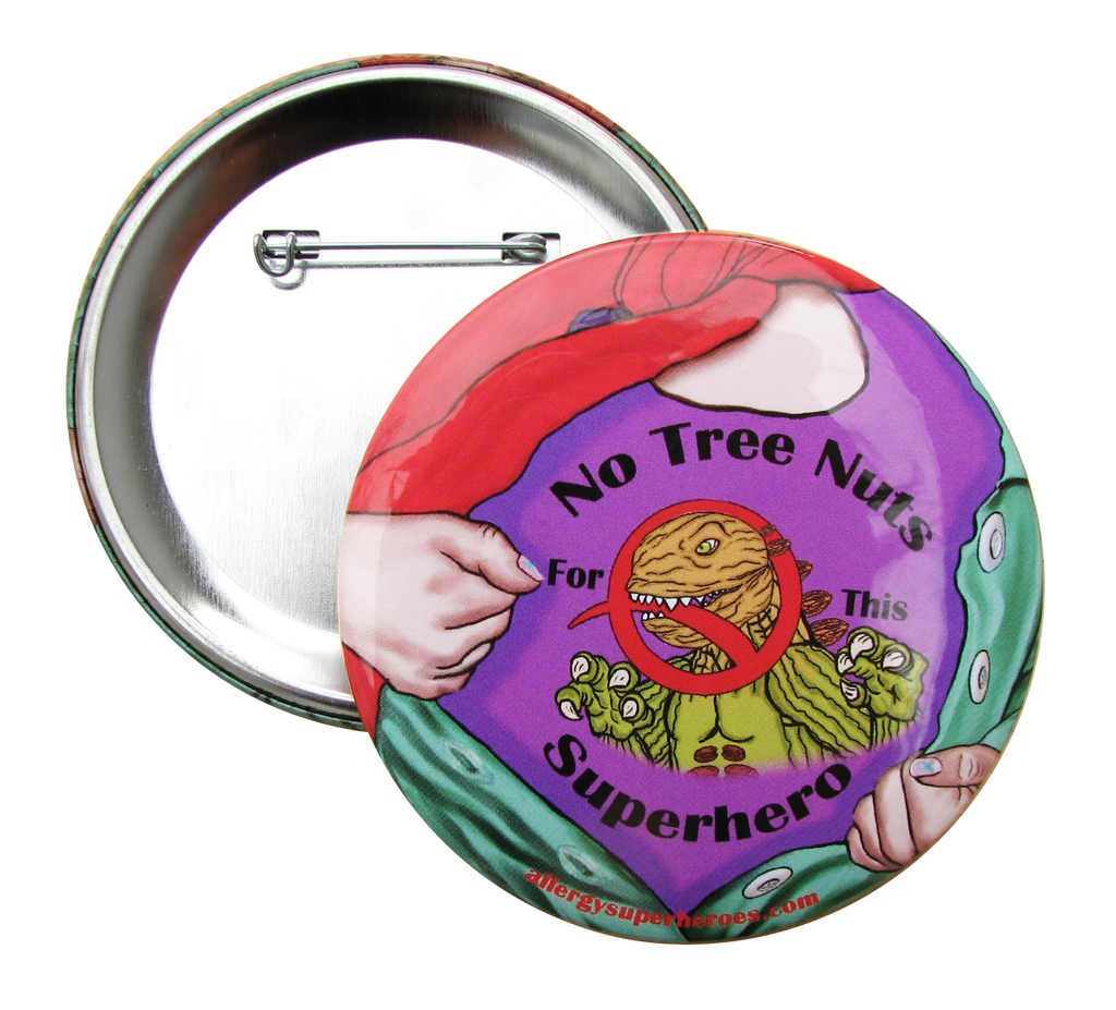 Nutzilla Tree Nut Allergy boy button by food Allergy Superheroes.