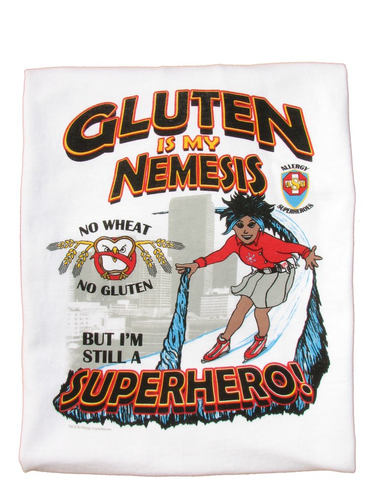 Celihawk Gluten Wheat Allergy T-Shirt featuring Arctic Storm by food Allergy Superheroes.