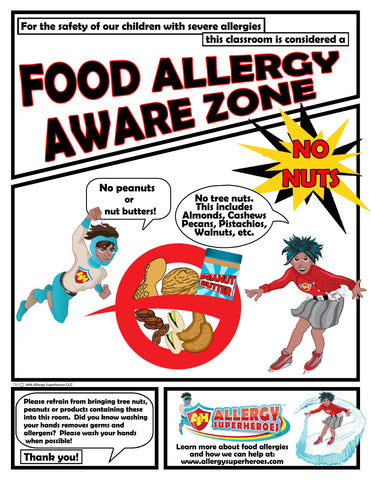 Food Allergy Aware Zone No Nuts Poster Simple