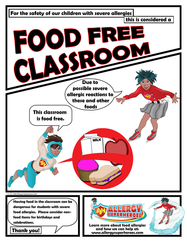 Food Allergy Aware Zone Food Free Poster Simple