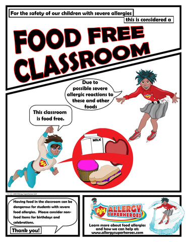 Food Allergy Aware Zone Food Free Poster Simple