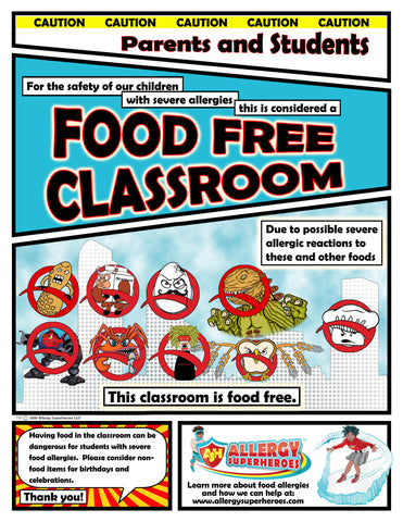Food Allergy Aware Zone Food Free Poster