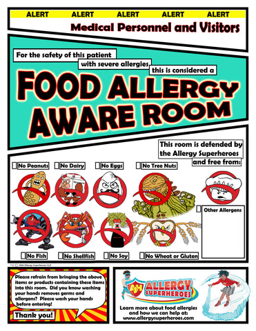 Food Allergy Aware Hospital Room Allergen Poster