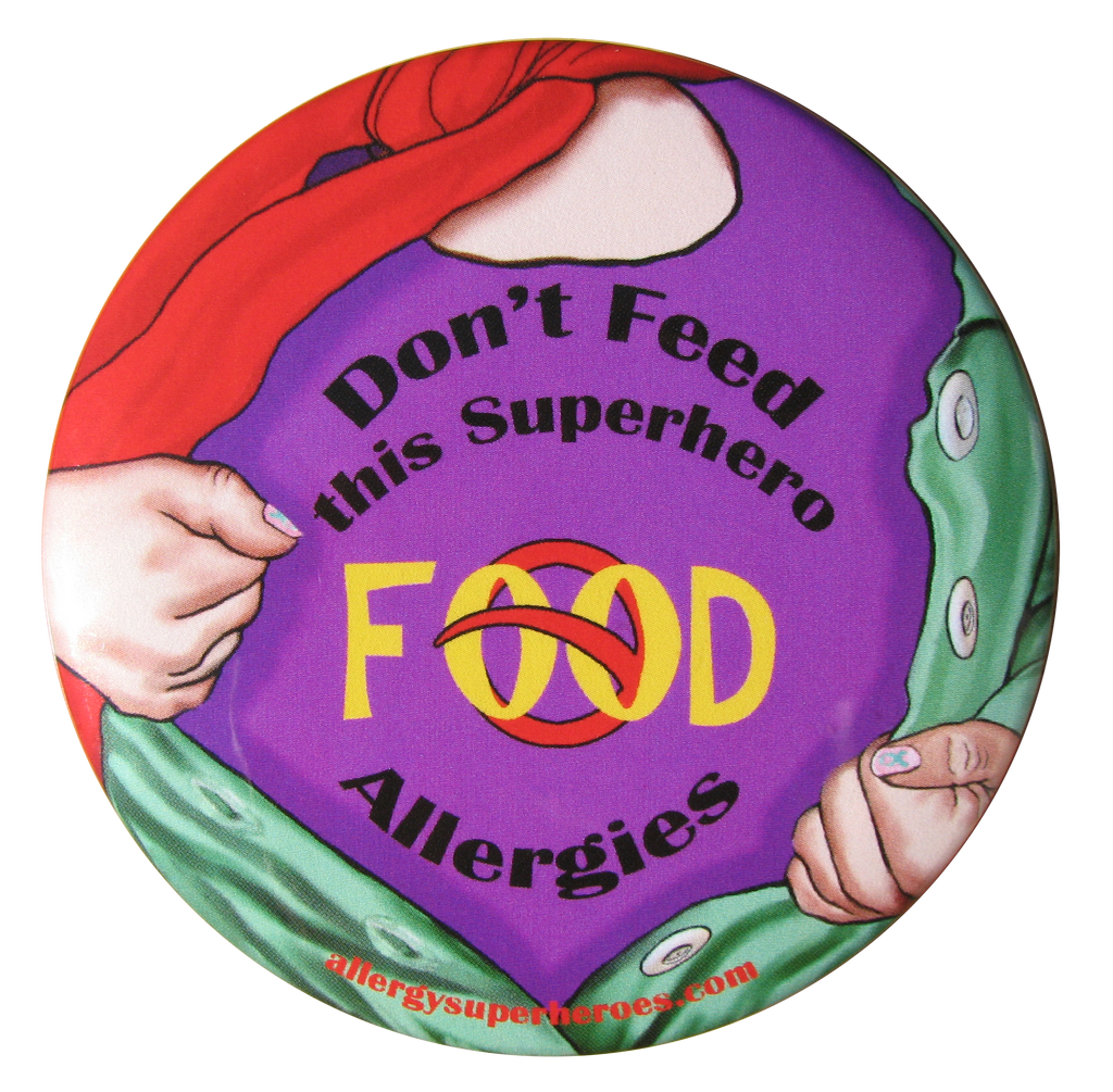 Food Allergy Superhero Girl Button by Allergy Superheroes