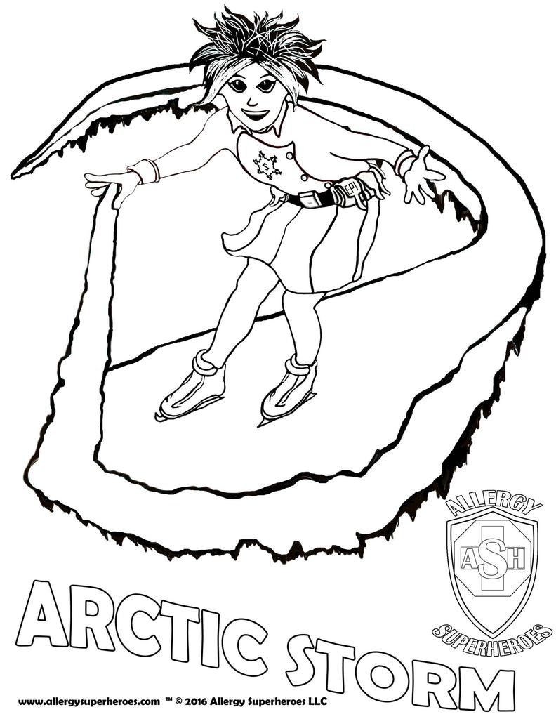 Arctic Storm Allergy Superheroes Coloring Sheet