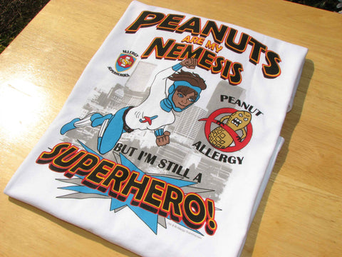 Lex Legume Peanut Allergy T-Shirt featuring Jet Trail by food Allergy Superheroes.