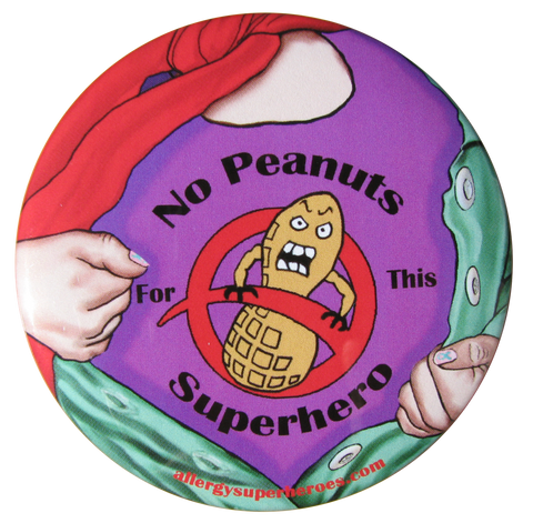 Lex Legume Peanut Allergy girl button by food Allergy Superheroes.