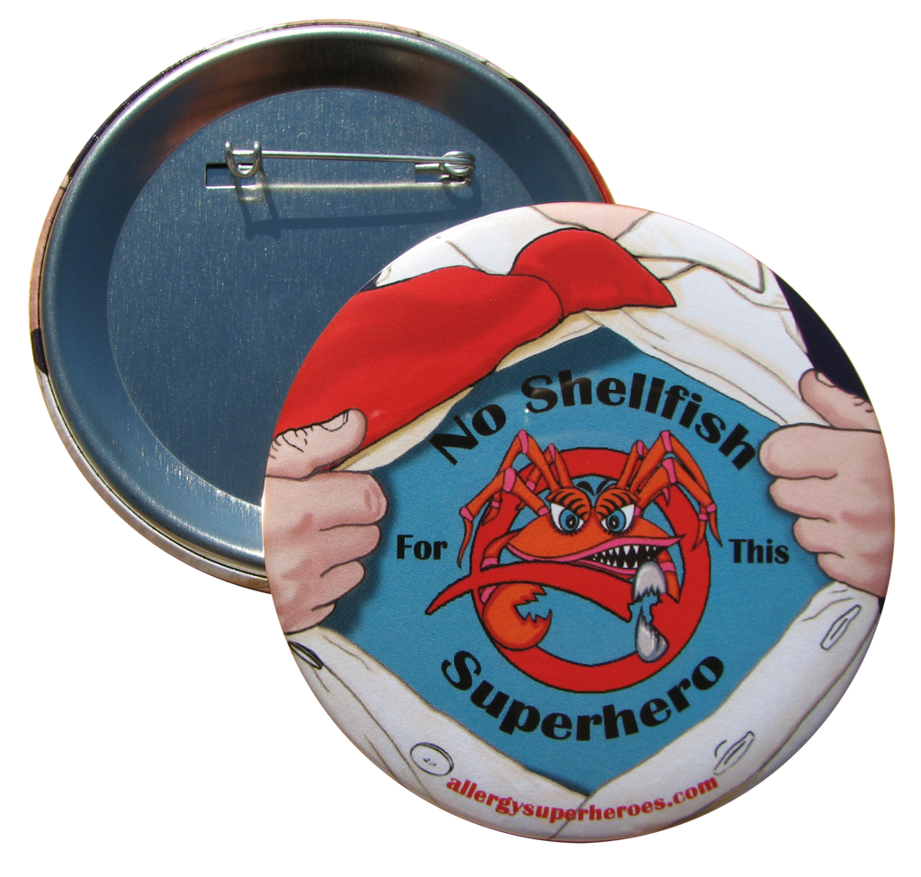 CLAWS Shellfish Allergy boy button by food Allergy Superheroes.