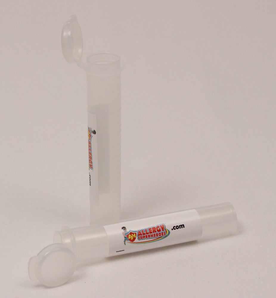 Single-dose Liquid Medicine Bottles Travel Size by food Allergy Superheroes.