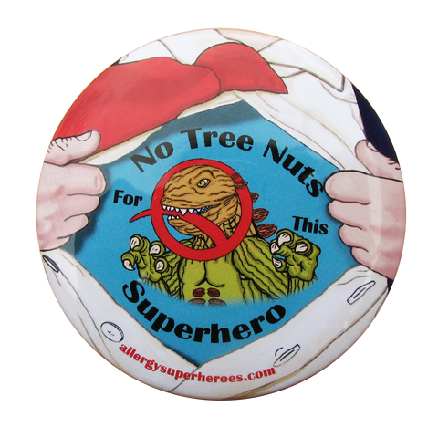 Nutzilla Tree Nut Allergy boy button by food Allergy Superheroes.