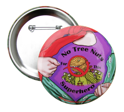 Nutzilla Tree Nut Allergy girl button by food Allergy Superheroes.