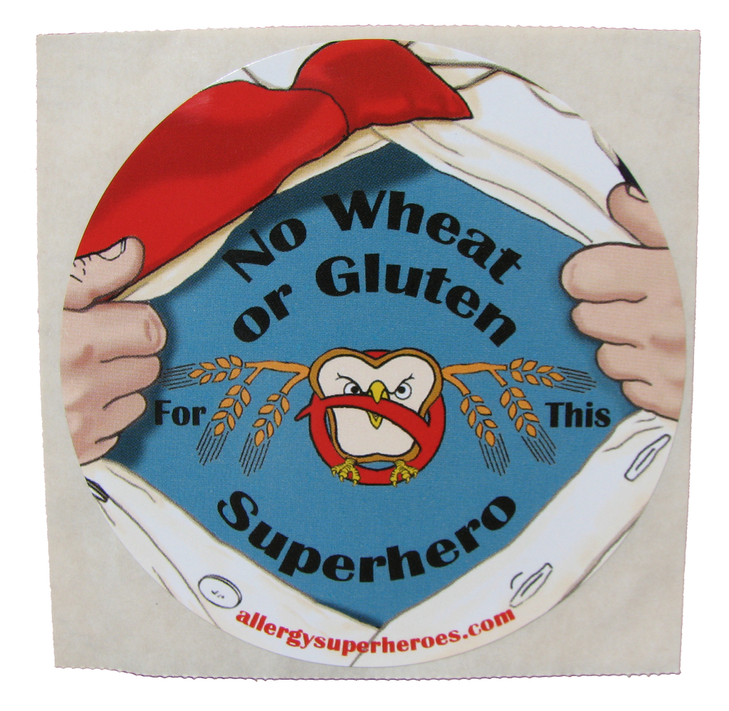 Celihawk Gluten Wheat Allergy boy sticker by food Allergy Superheroes.