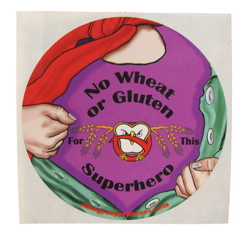 Celihawk Gluten Wheat Allergy girl sticker by food Allergy Superheroes.